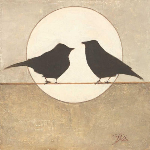 Birdies II Black Modern Wood Framed Art Print with Double Matting by Pinto, Patricia
