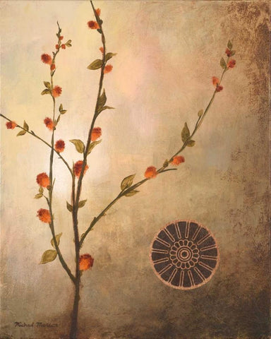 Fall Stems in the Warmth White Modern Wood Framed Art Print with Double Matting by Marcon, Michael