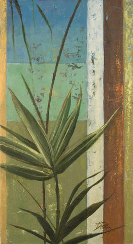 Bamboo and Stripes I Black Ornate Wood Framed Art Print with Double Matting by Pinto, Patricia