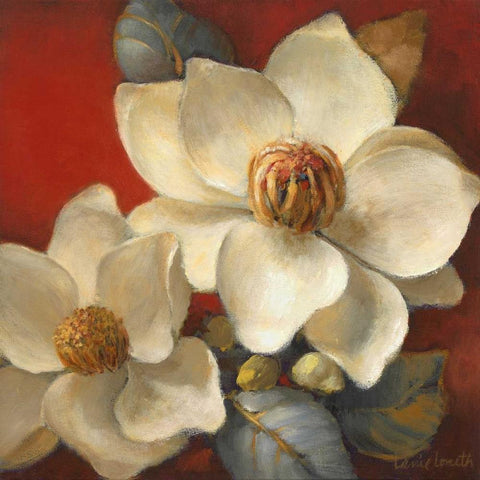 Magnolia Passion II Gold Ornate Wood Framed Art Print with Double Matting by Loreth, Lanie