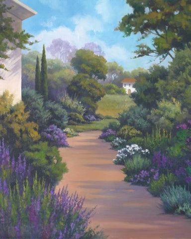 Garden Path I Black Ornate Wood Framed Art Print with Double Matting by Rhyan, Vivien