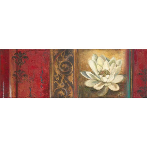 Red Eclecticism with Water Lily Black Modern Wood Framed Art Print with Double Matting by Pinto, Patricia