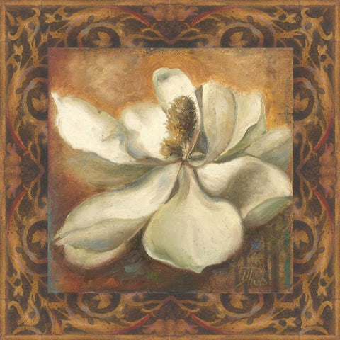 Magnolia Black Ornate Wood Framed Art Print with Double Matting by Pinto, Patricia