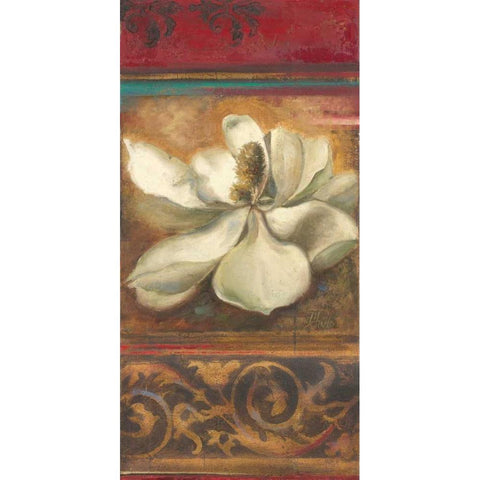 Red Eclecticism with Magnolia Black Modern Wood Framed Art Print with Double Matting by Pinto, Patricia