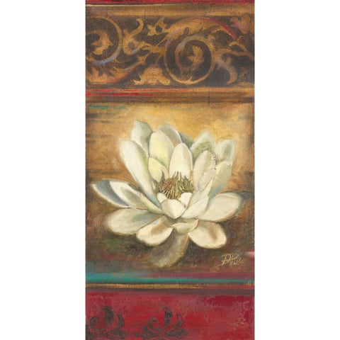 Red Eclecticism with Water Lily Black Modern Wood Framed Art Print with Double Matting by Pinto, Patricia