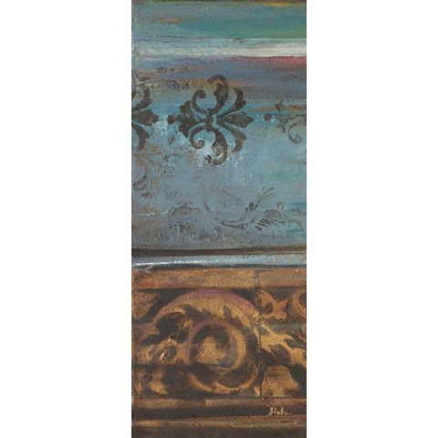 Blue Eclectic V Gold Ornate Wood Framed Art Print with Double Matting by Pinto, Patricia