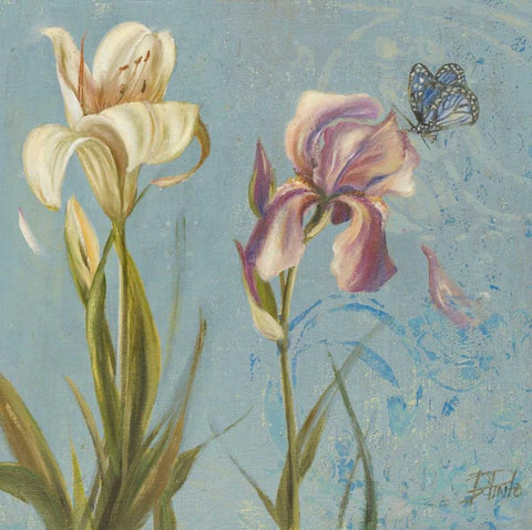 The Garden in Blue II Black Ornate Wood Framed Art Print with Double Matting by Pinto, Patricia