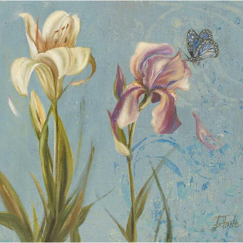 The Garden in Blue II Black Modern Wood Framed Art Print with Double Matting by Pinto, Patricia