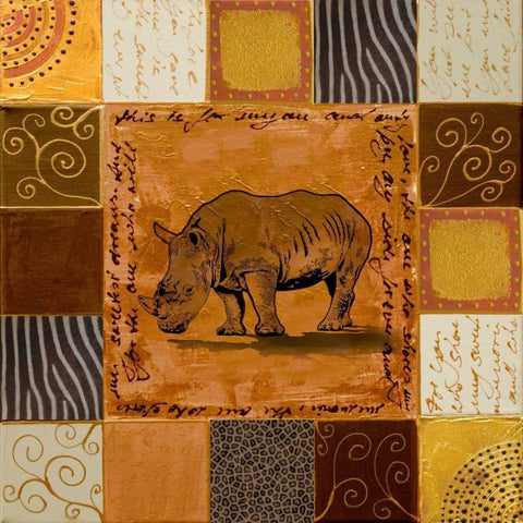 African Collage I Gold Ornate Wood Framed Art Print with Double Matting by Pinto, Patricia