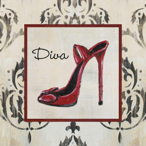 Diva Shoe Black Modern Wood Framed Art Print with Double Matting by Hakimipour-Ritter