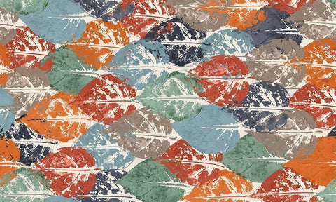 Otono Leaf Repetition White Modern Wood Framed Art Print with Double Matting by Pinto, Patricia