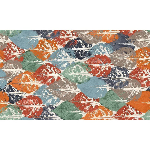 Otono Leaf Repetition White Modern Wood Framed Art Print by Pinto, Patricia