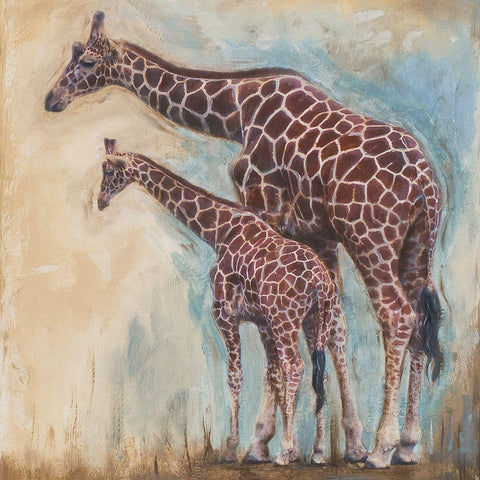 Pastel Giraffes Black Modern Wood Framed Art Print by Pinto, Patricia