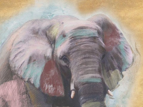 Pastel Elephant White Modern Wood Framed Art Print with Double Matting by Pinto, Patricia