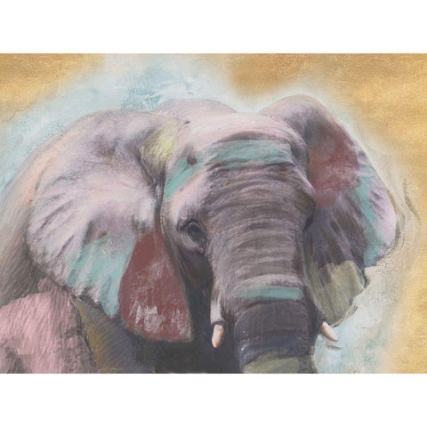 Pastel Elephant Black Modern Wood Framed Art Print with Double Matting by Pinto, Patricia
