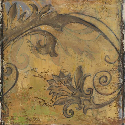 Moroccan Square II Black Ornate Wood Framed Art Print with Double Matting by Pinto, Patricia