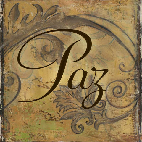 Paz Black Ornate Wood Framed Art Print with Double Matting by Pinto, Patricia