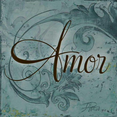 Amor Black Modern Wood Framed Art Print with Double Matting by Pinto, Patricia