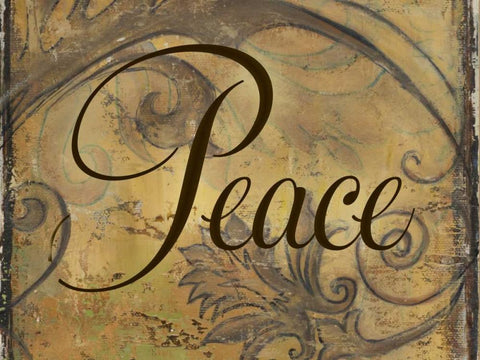 Peace Black Ornate Wood Framed Art Print with Double Matting by Pinto, Patricia