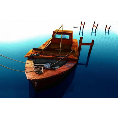 Boat III White Modern Wood Framed Art Print by Mabat, Ynon