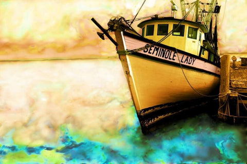 Boat V White Modern Wood Framed Art Print with Double Matting by Mabat, Ynon
