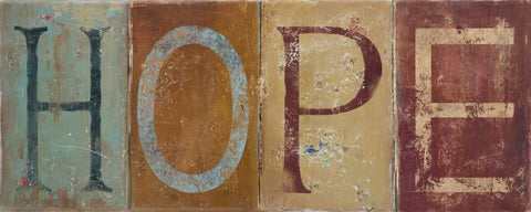 HOPE White Modern Wood Framed Art Print with Double Matting by Pinto, Patricia