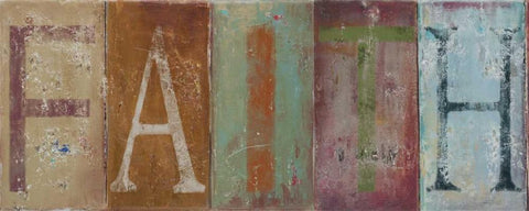 FAITH White Modern Wood Framed Art Print with Double Matting by Pinto, Patricia