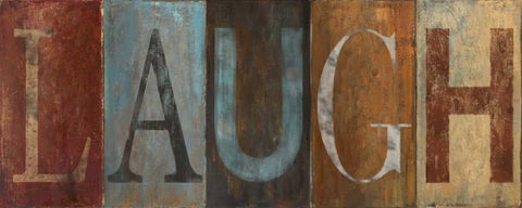 LAUGH Black Ornate Wood Framed Art Print with Double Matting by Pinto, Patricia