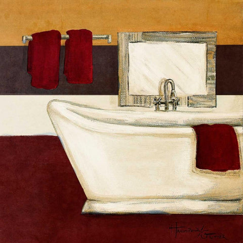 Sunday Bath in Red I White Modern Wood Framed Art Print with Double Matting by Hakimipour-Ritter