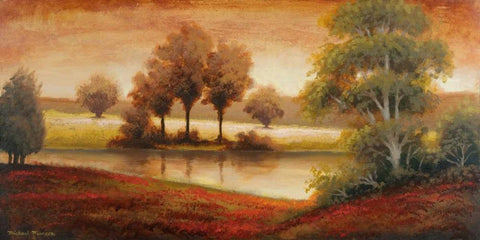 Gleaming Landscape White Modern Wood Framed Art Print with Double Matting by Marcon, Michael