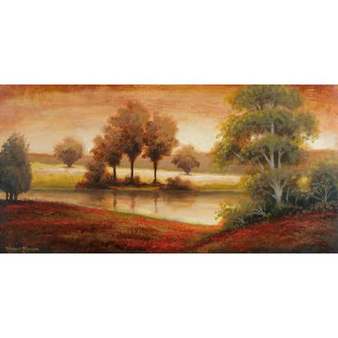 Gleaming Landscape Black Modern Wood Framed Art Print with Double Matting by Marcon, Michael