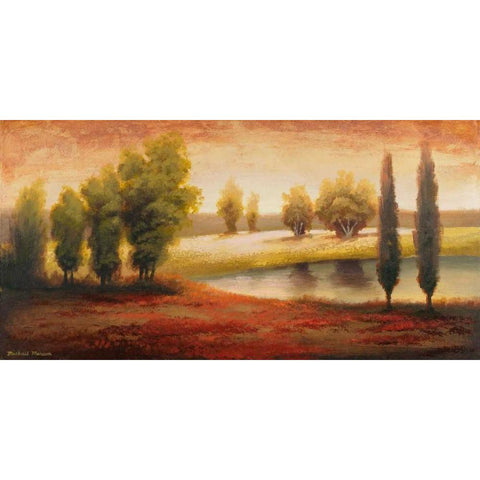 Summer Gleam Black Modern Wood Framed Art Print with Double Matting by Marcon, Michael