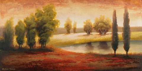 Summer Gleam Black Ornate Wood Framed Art Print with Double Matting by Marcon, Michael