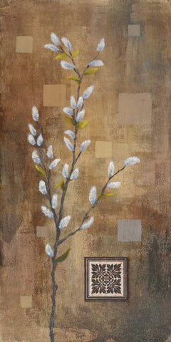 Willow Branch I Black Ornate Wood Framed Art Print with Double Matting by Marcon, Michael