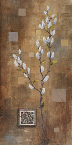 Willow Branch II Black Ornate Wood Framed Art Print with Double Matting by Marcon, Michael