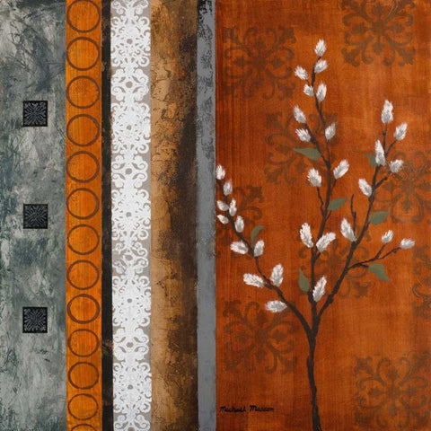 Willow Stems II White Modern Wood Framed Art Print by Marcon, Michael