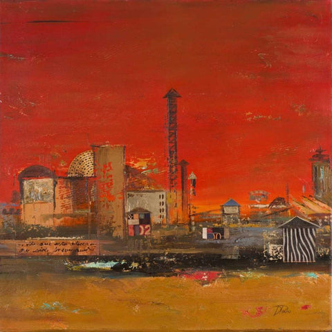 Crazy City I Black Modern Wood Framed Art Print by Pinto, Patricia