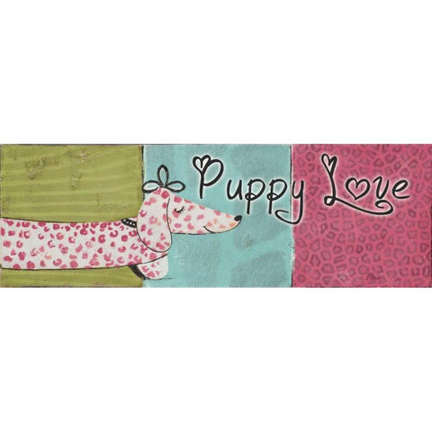 Puppy Love White Modern Wood Framed Art Print by Pinto, Patricia