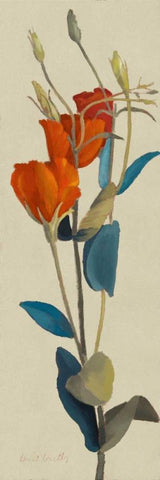 Red Grandiflorum I White Modern Wood Framed Art Print with Double Matting by Loreth, Lanie