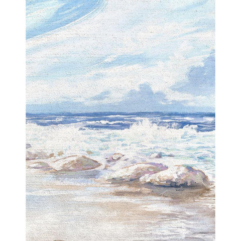 Crashing Waves White Modern Wood Framed Art Print by Kingsley