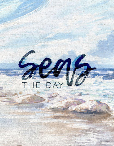 Seas the Day White Modern Wood Framed Art Print with Double Matting by Kingsley