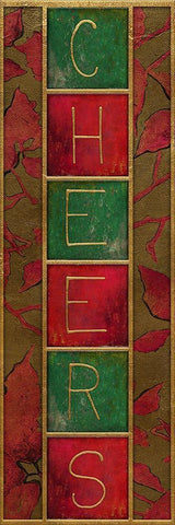 Seasons Greetings Panel I Black Ornate Wood Framed Art Print with Double Matting by Pinto, Patricia