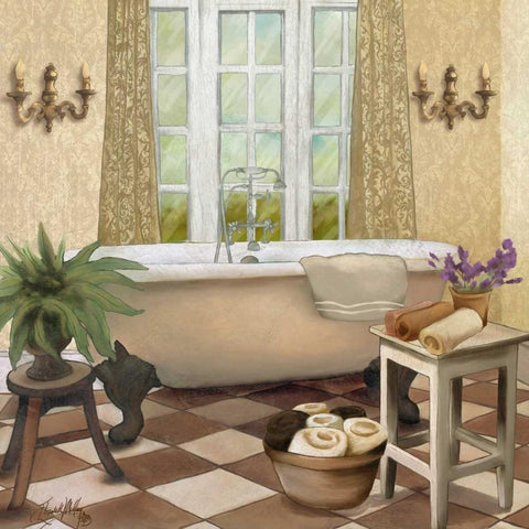 French Bath I Black Modern Wood Framed Art Print with Double Matting by Medley, Elizabeth