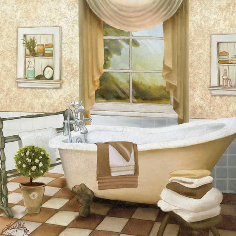 French Bath II Black Ornate Wood Framed Art Print with Double Matting by Medley, Elizabeth