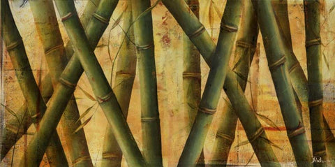 Bamboo Forest II White Modern Wood Framed Art Print with Double Matting by Pinto, Patricia