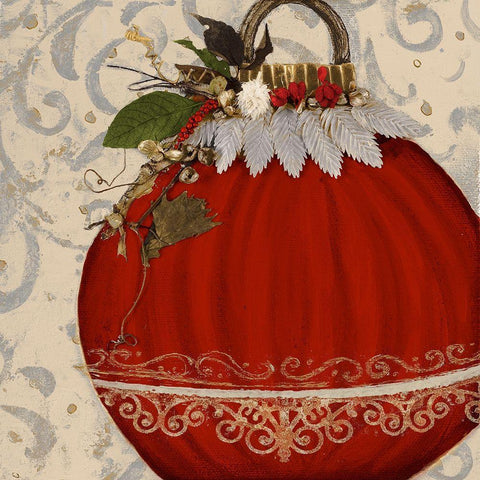 Red Ornament II Black Modern Wood Framed Art Print by Pinto, Patricia