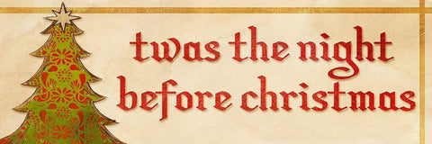 Twas the Night White Modern Wood Framed Art Print with Double Matting by Pinto, Patricia