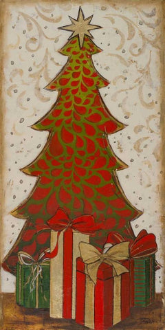 Christmas Tree II Black Ornate Wood Framed Art Print with Double Matting by Pinto, Patricia