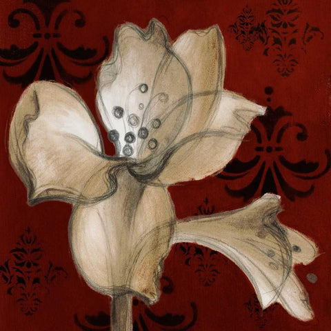 Amaryllis on Red I White Modern Wood Framed Art Print by Loreth, Lanie