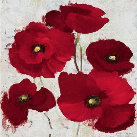 Kindle Poppies I White Modern Wood Framed Art Print with Double Matting by Loreth, Lanie